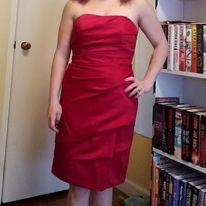 David's Bridal Strapless Bridesmaid Dress